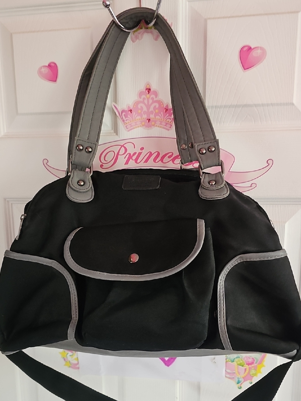 TRULY Black and Gray Baby Bag Tote